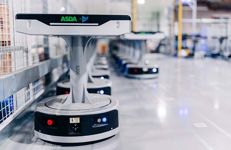 Geek+ robots in an ASDA distribution center