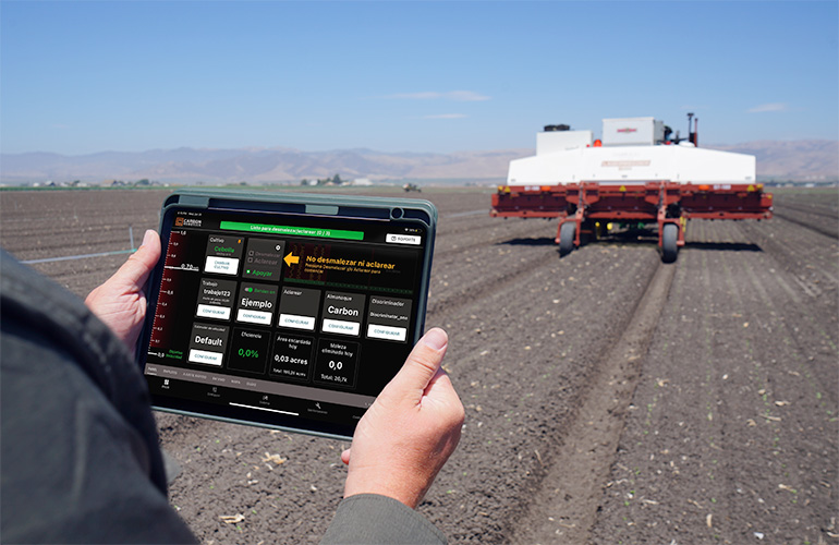 view of ipad with translated software user interface.