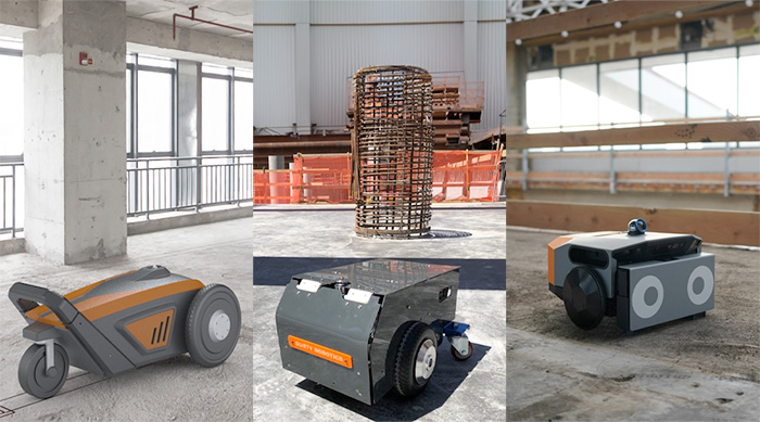 hero images of multiple generations of the Dusty Robotics FieldPrinter AMR.