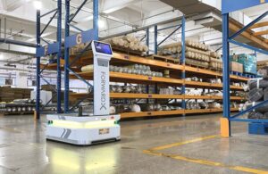 ForwardX AMR in a warehouse aisle
