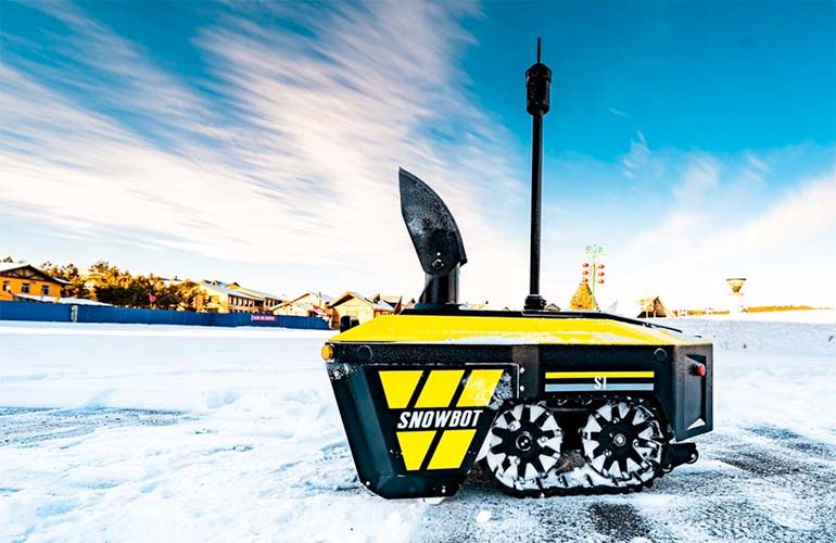 Side view of the Snowbot autonomous mobile robot