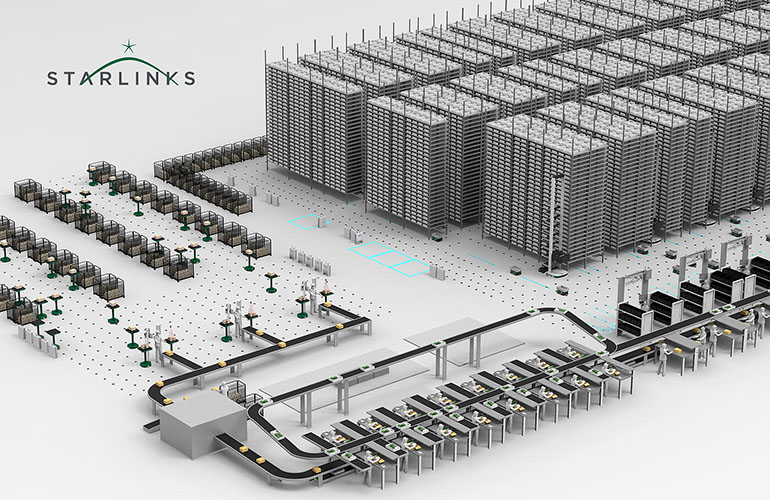 An illustration of Starlinks and Geek+'s hybid warehouse solution. 