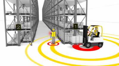 ELOshield proximity detection system for forklift safety.