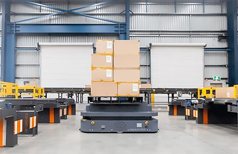 Addverb robots move full pallets throughout warehouses of customers such as Gillette Pepsi.