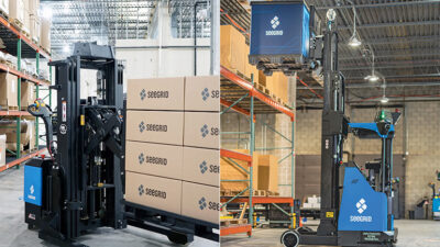 Seegrid is preparing to expand its product line from the LIft RS1 (left) to the Lift CR1 (right).