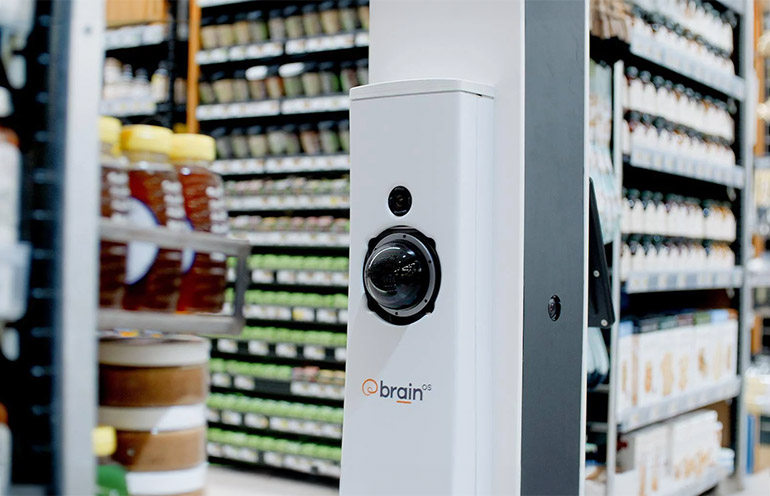 BrainOS powers the new Dane AIR 2 retail inventory robot from Brain Corp, shown here.