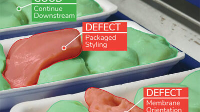 The VX2 Vision System from Oxipital AI uses AI for food grade inspection, as shown here.