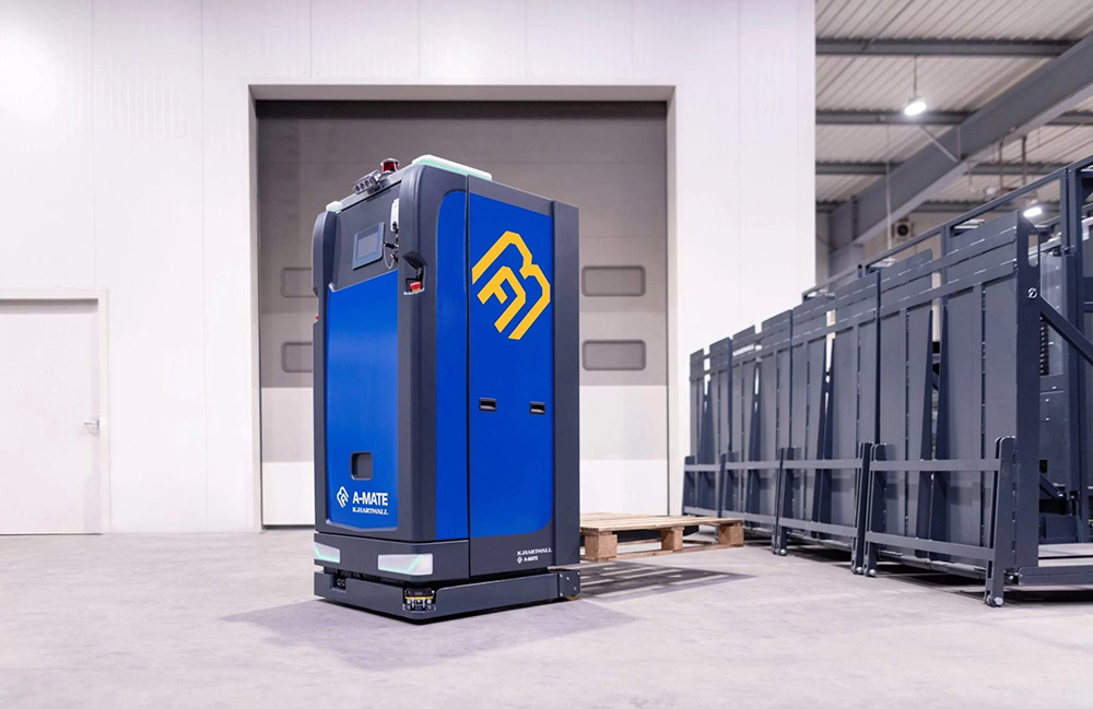A blue A-MATE Counter in a warehouse. Forvis Mazars is integrating Microsoft Dynamics 365 with Hy-Tek's WMS.