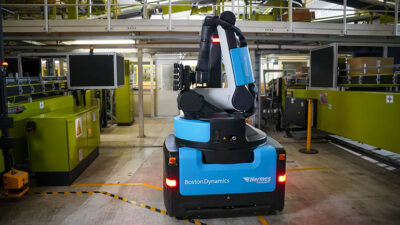 The Stretch robot shown here is handling cases at Otto Group in Europe.