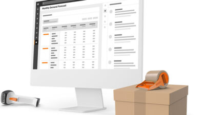 Rendering of supply chain software screen and a shipping box. Supply Chain Intelligence and Shipping Intelligence can provide operational visibility, says Deposco.