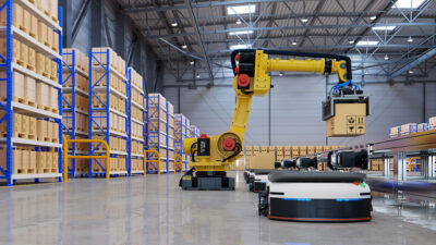Sensor technologies enable robots such as this arm to connect to enterprise systems, says DigiKey.