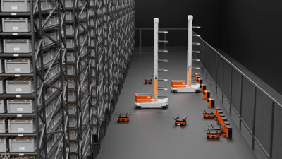 The Relay Pick tote-to-person automation rendered here addresses warehouse fulfillment challenges, says GreyOrange,