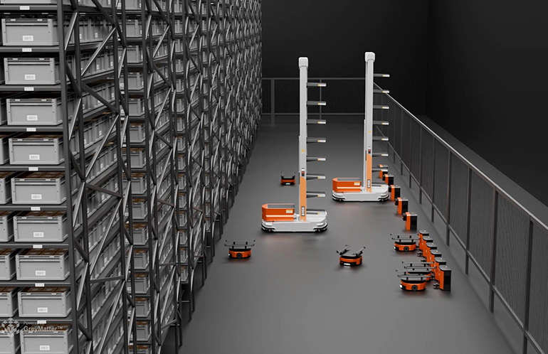 The Relay Pick tote-to-person automation rendered here addresses warehouse fulfillment challenges, says GreyOrange,