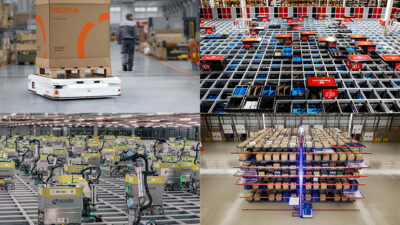 Four images representing partnerships announced at ProMat 2025.