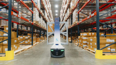 A Locus AMR working in EVERSANA's new warehouse.
