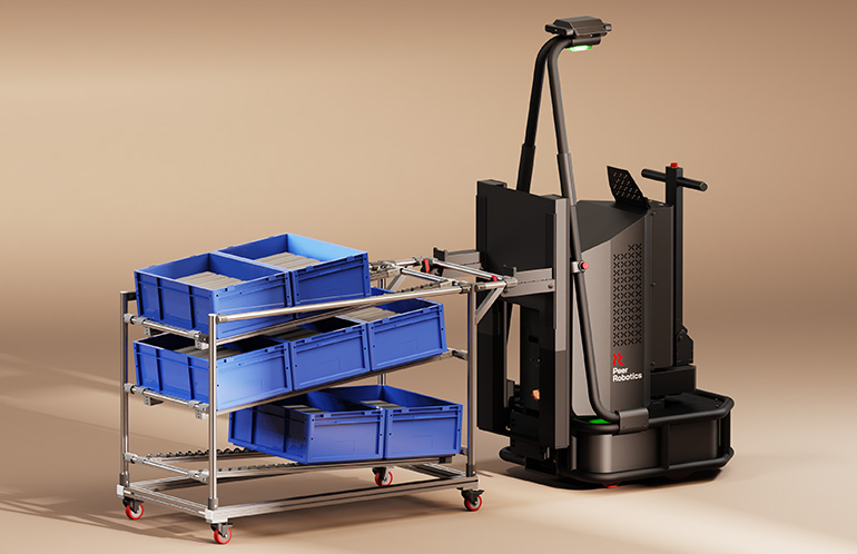 The Peer 3000 mobile robot can use standard accessories such as trolley grippers, says Peer Robotics.