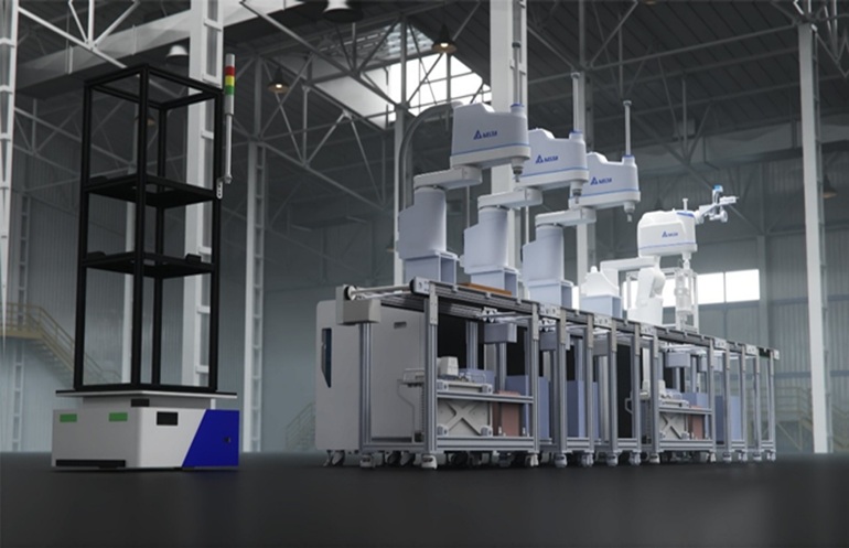 An example of NVIDIA's Omniverse digital twin visualization process.