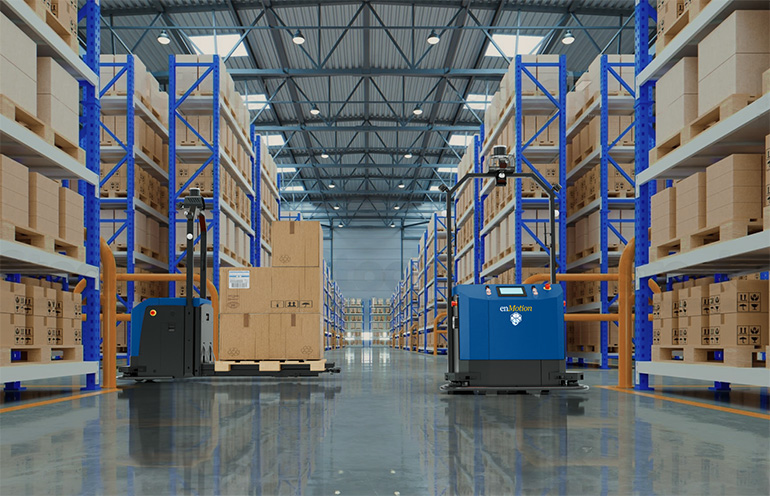 enMotion orchestrates these mobile robots with GreyOrange's GreyMatter platform, says enVista.