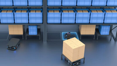 The PUDU T600 Series robots shown here are designed for heavy-duty industrial deliveries, says Pudu Robotics.