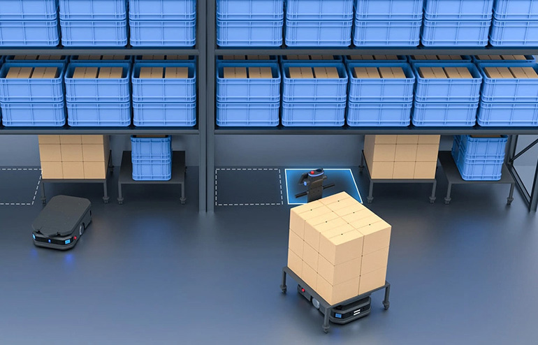The PUDU T600 Series robots shown here are designed for heavy-duty industrial deliveries, says Pudu Robotics.