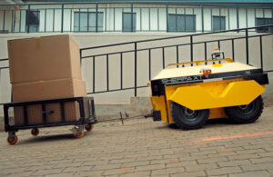 The Sherpa XT pulling a trolley up an incline.