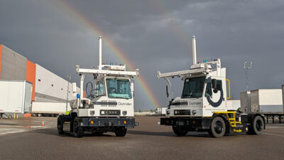 Outrider's autonomous yard trucks, shown here, are compliant with System and Organization Controls safety requirements.