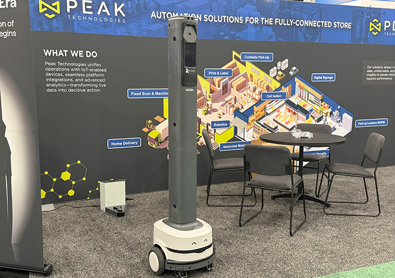 Zippedi has partnered with Peak on a streamlined inventory robot, shown here at Grocery Shop 2025.