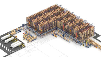 PepsiCo Polska plans to implement a smart warehouse with an ASRS from Mecalux, rendered here.