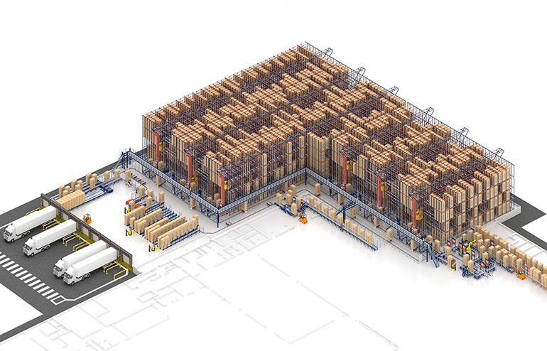 PepsiCo Polska plans to implement a smart warehouse with an ASRS from Mecalux, rendered here.
