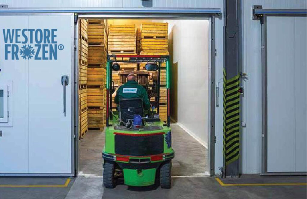 A forklift moving out of one of We Store Frozen's facilities. Zimark is providing automation and visibility.