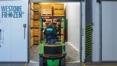 A forklift moving out of one of We Store Frozen's facilities.