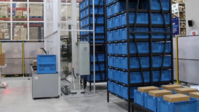 Geekplus' shelf-to-person PopPick system deployed at the Maersk Innovation Center.