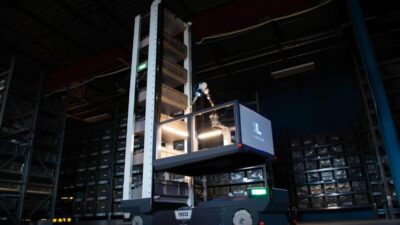 Locus Array, shown here, combines physical and agentic AI for robots-to-goods picking.