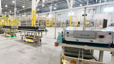 Guozi's ANTS AGVs engaged in automated transport operations.