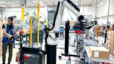 A Tutor Intelligence palletizing robot.