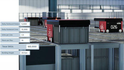 StoreX Calculator works with actual operational data from an AutoStore system like the one shown here, says Kardex.