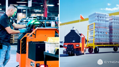 Cyngn is scaling deployments of its DriveMod autonomous vehicles, shown here, across sites.